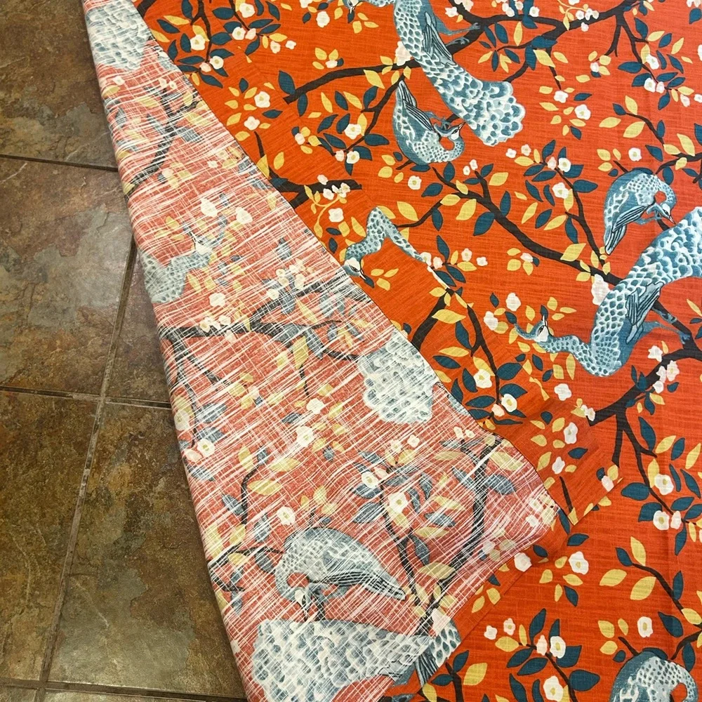 Robert Allen Plume Redux Persimmon Peacock Floral Panel Set 2 Light Filtering